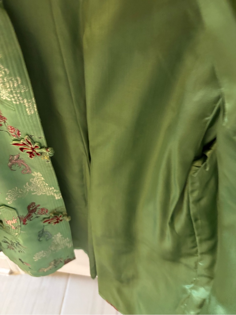 Vintage Green Embroidered Mandarin Collar Jacket - Picture 3 of 8